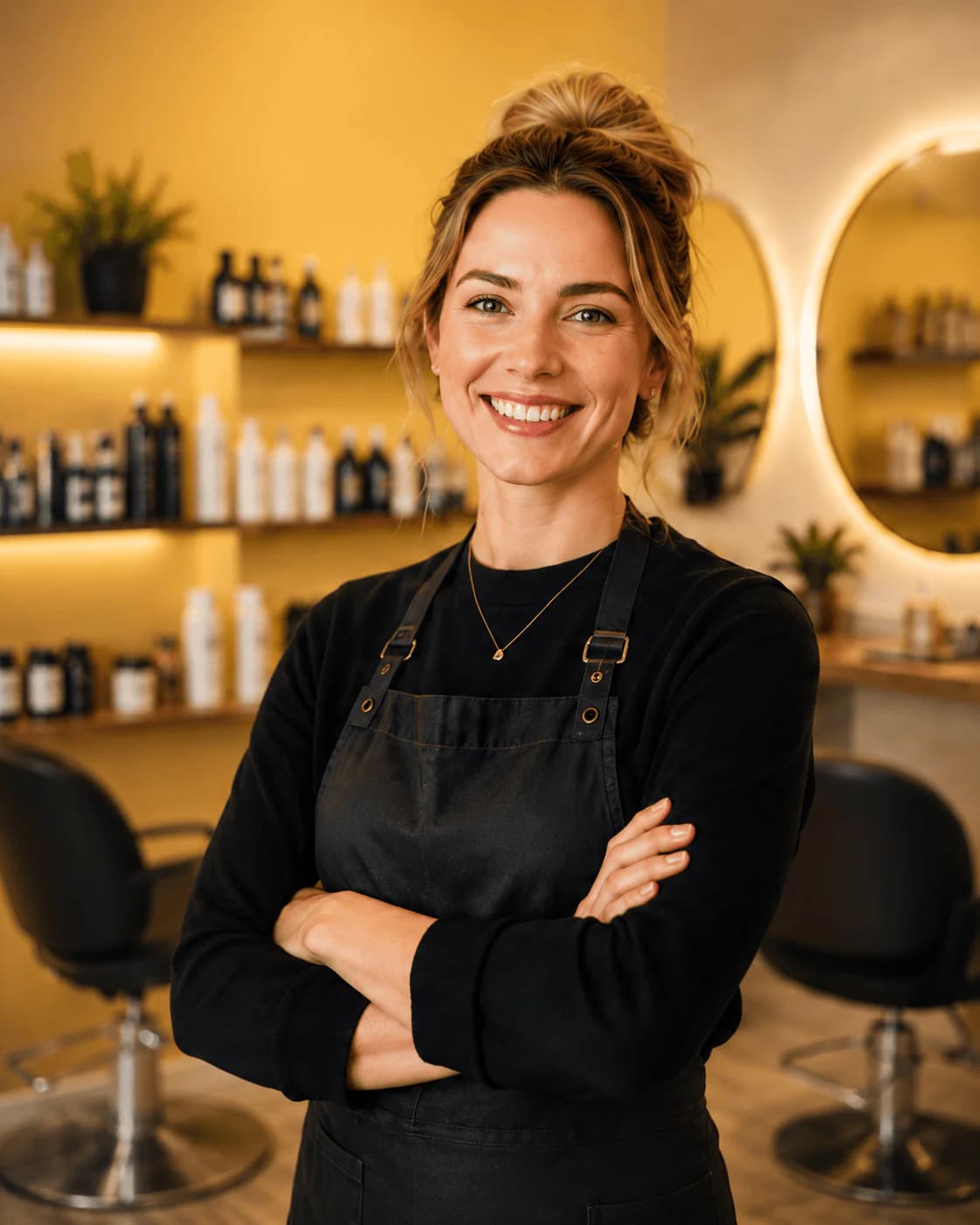 Local business owner standing in front of a shop