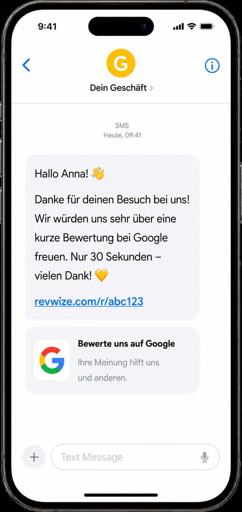 RevWize SMS conversation