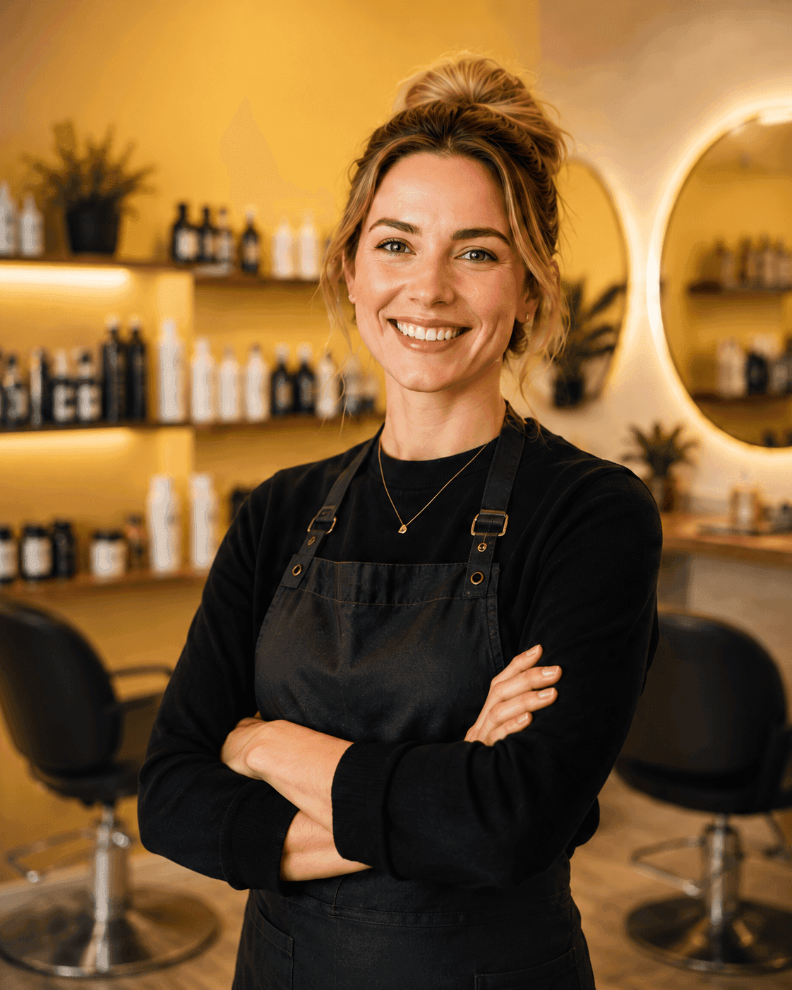 Local business owner standing in front of a shop